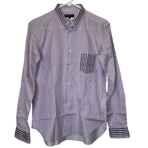 Comme Des Garcons Homme Plus Men's Striped Purple Shirt Buttoned Down XSmall